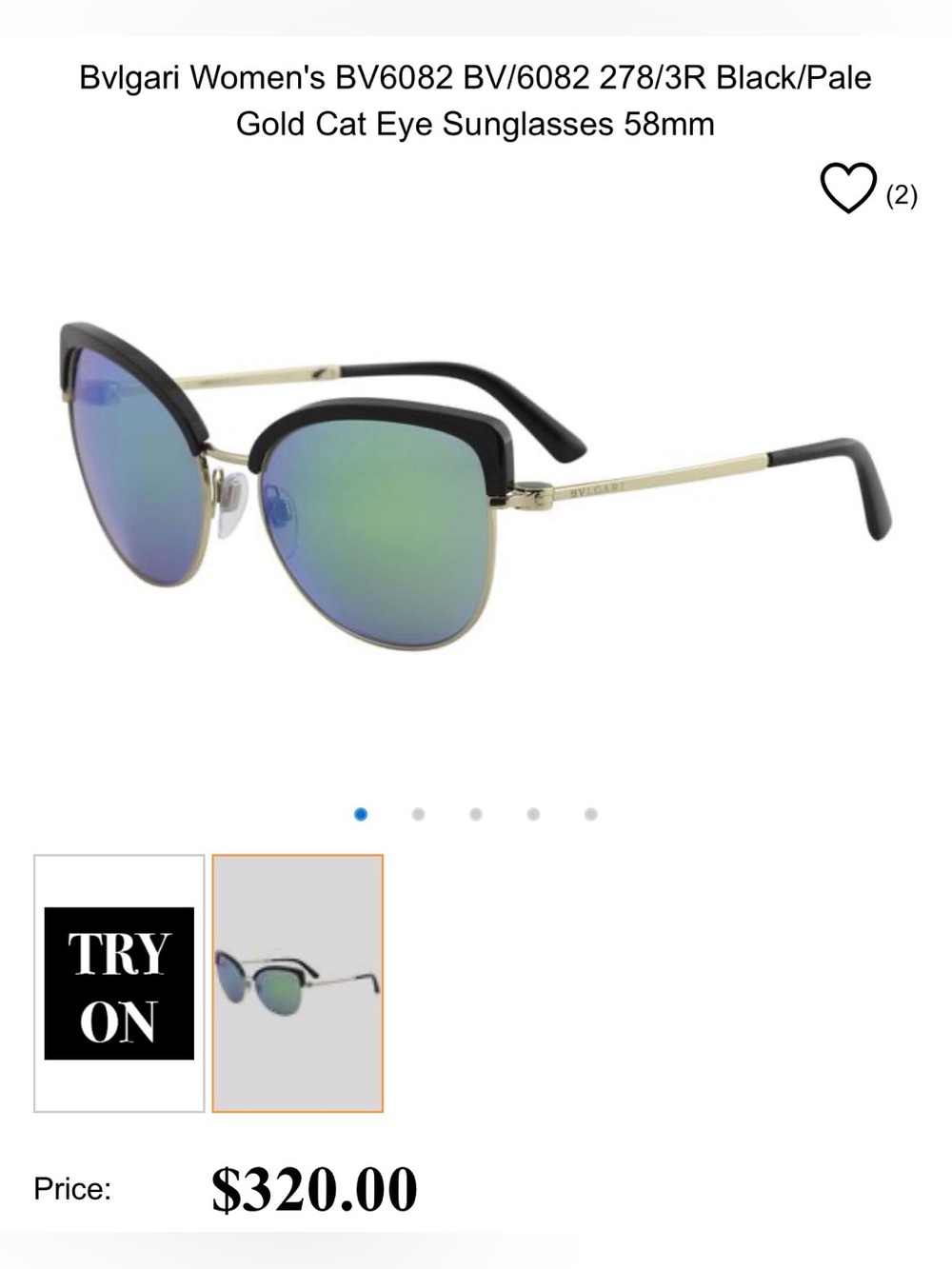 BVLGARI Black Cat-Eye Sunglasses with Gradient Lenses